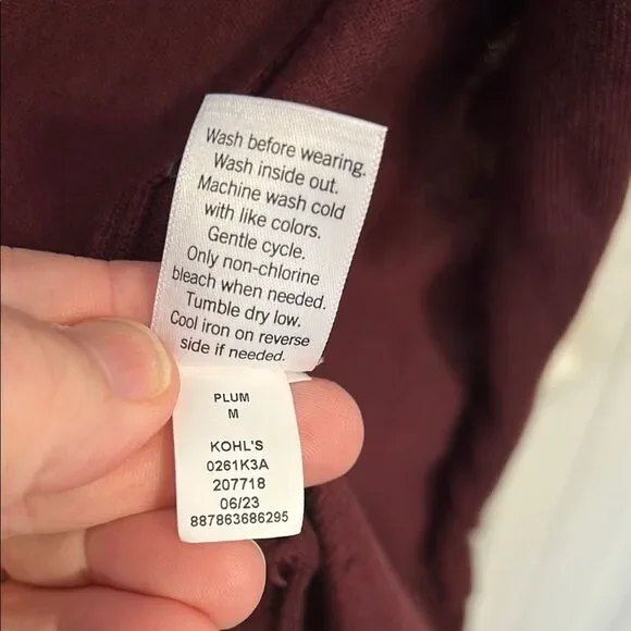 NINE WEST Size Medium Wine Burgundy Maroon Duster Cardigan Sweater Lightweight - Picture 7 of 9